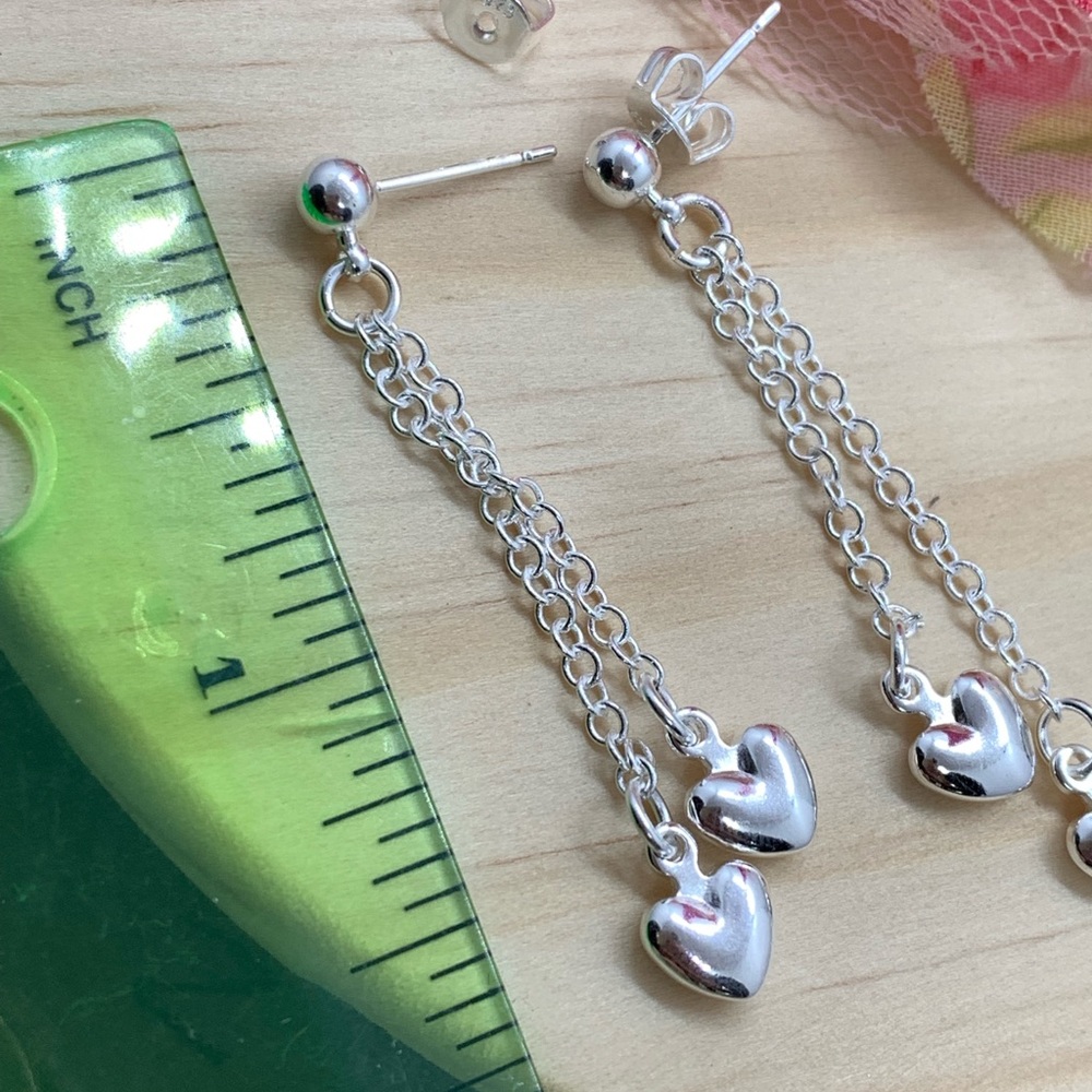 Silver Heart Earrings - Picture 3 of 4